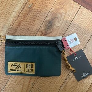 TOPO Designs x SUBARU 5” x 3.5” Canvas Nylon Wallet Zipper Pouch Travel Bag NWT